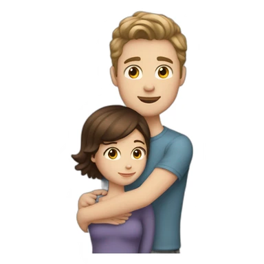 white skin Boyfriend with medium light hair and short dark brown hair girlfriend hugging sticker
