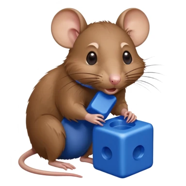 raton comiendo bloque azul sticker