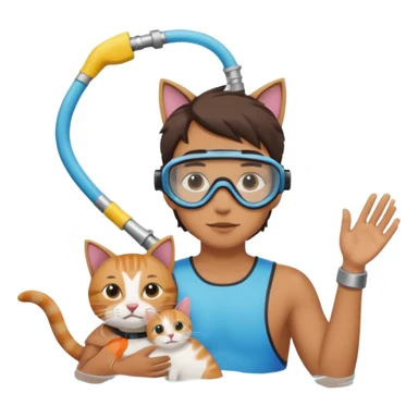 Kai Cenat holding a cat wearing a snorkel sticker