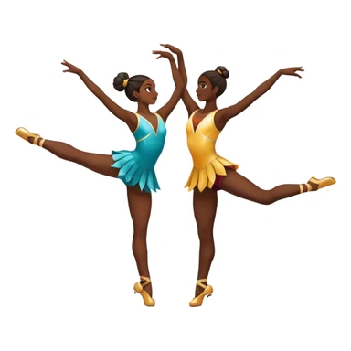 Icon for Sports Dance: a couple in competitive attire performing a synchronized dance with acrobatic moves, dance shoes, a rhythmic floor, and a competition backdrop. The icon should capture athleticism, technique, and acrobatic precision. Transparent background. sticker