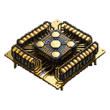 Google quantum computer gold chandelier with disks and tubes sticker