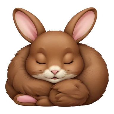 Meme-Worthy Cute Sleeping Brown Rabbit Portrait Emoji, Head resting peacefully with a contented smile, showcasing a delightfully sturdy build and a luxuriously soft brown fur, eyes shut in a serene nap, Simplified yet hilariously adorable features, highly detailed, glowing with a soft, drowsy light, high shine, relaxed and utterly lovable, stylized with an air of playful laziness, bright and heartwarming, soft glowing outline, capturing the essence of a comically sleepy bunny, so meme-worthy it feels like it could instantly become the next viral sensation of adorable slumber! sticker