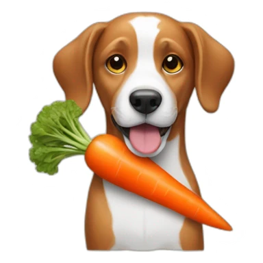 dog holding carrot sticker