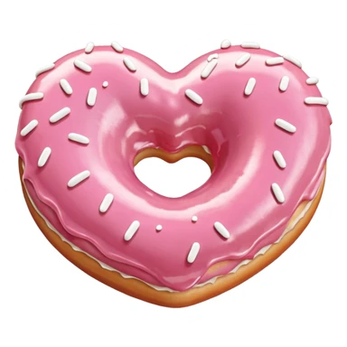 Realistic isolated heart shaped donut with pale pink & glaze. sticker