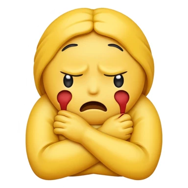 Sad emoji strangling himself sticker