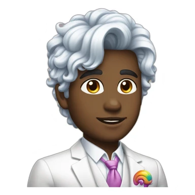 Posh-boy-with-white-suit-and-rainbow-unicorn-hair sticker
