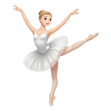 elegant ballerina in a white tutu doing a grand jeté leap sticker
