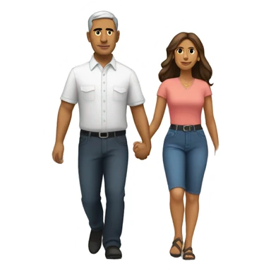 Hispanic man and woman walking in front of a political rally sticker