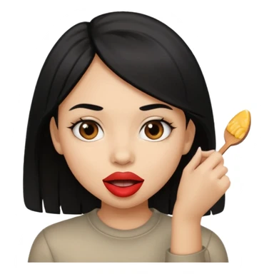 Brown light skin girl straight black hair biting her lips like this 🫦 sticker