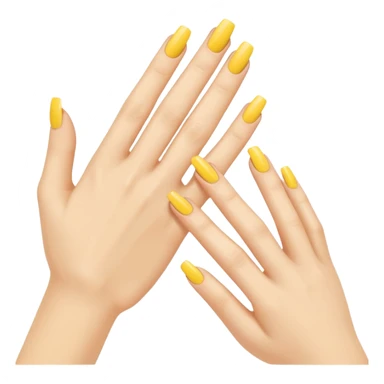 Generate a high-quality illustration of a generic hand with yellow nail polish being applied, flat vector or simple cartoon style, no recognizable person, no facial features, no brand markings, simple white background, high-resolution.
 sticker