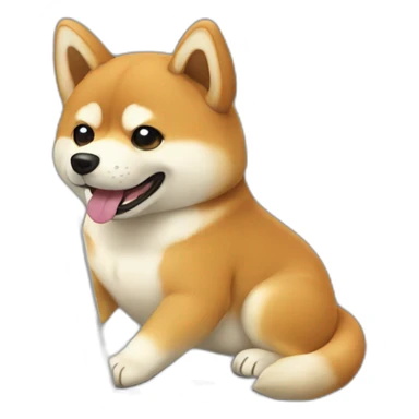 a shiba inu typing on a laptop sticker