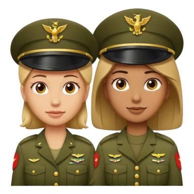 one emoji (female) wearing Army combat uniform and a second emoji (male) wearing the army green service uniform sticker