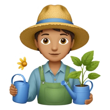 gardener holding watering pot sticker