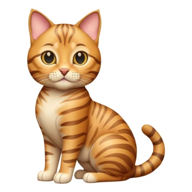 A 3D cartoon golden tabby Bengal cat with realistic striped pattern, warm lighting, natural depth, Memoji-style cinematic detail. full body or half body. sticker