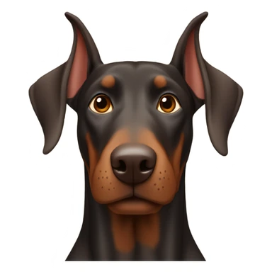 Brown Doberman without cropped ears looking forward and happy  sticker