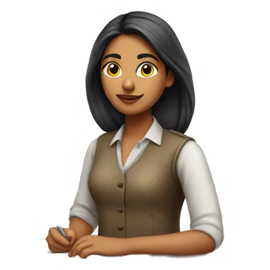 Indian girl going to work on a desk job sticker