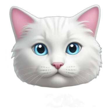 White cat with light blue eyes and pink bows on his head sticker