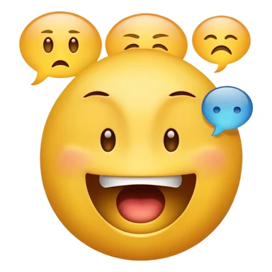 A yellow emoji face with wide open mouth mid-speech, eyes slightly rolling or annoyed, and several small speech bubbles or lines coming out from the mouth, showing nonstop talking. sticker