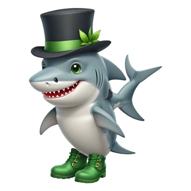 Shark with a top hat and green boots sticker