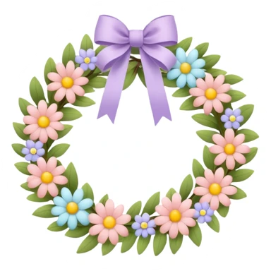 flower wreath with pastel colors, in a shape of an egg sticker