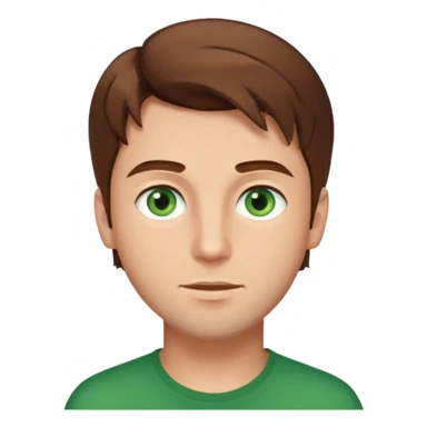 young man with brown hair that goes really high up, green eyes wide open sticker