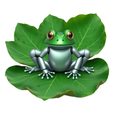 robot frog on lotus leaf sticker