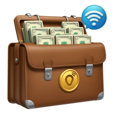 open wifi money filled briefcase sticker