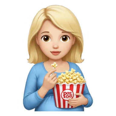 Pregnant blonde women eating popcorns sticker