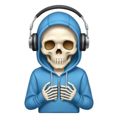 esqueleto escuchando musica con sudadera capucha sticker