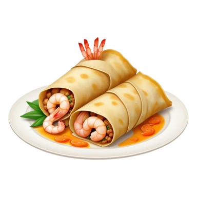 Bánh Xèo Cinematic Realistic Bánh Xèo Dish Emoji, depicted as a crispy, folded crepe filled with shrimp and pork, rendered with dynamic textures and vibrant, appetizing lighting. sticker