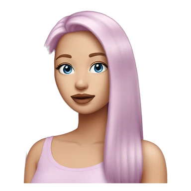 a beautiful girl with fair skin, blue eyes and long straight soft pink hair, with soft pink lipstick. in a lilac fashionable top sticker