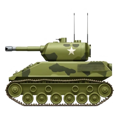 military tank, olive green and camouflage colors, robust and compact appearance sticker