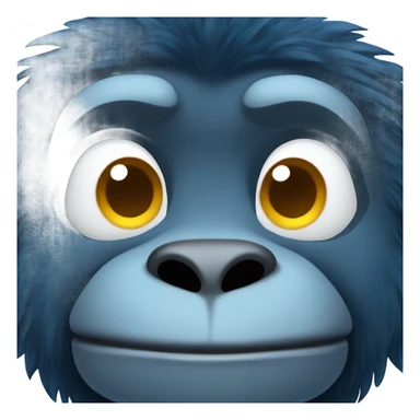 Create an emoji of a cute stuffed gorilla that has dark blue fur and light blue skin. Super cute and very very chubby. Make him smiling and very fluffy  sticker