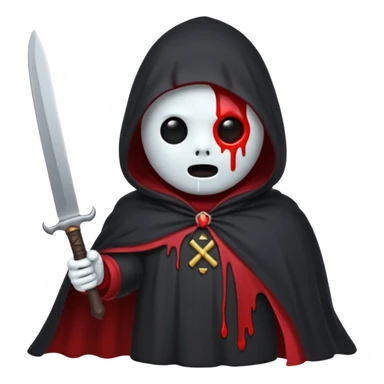 make a ghost face emoji with a cloak on and a bloody knife from the movie scream sticker