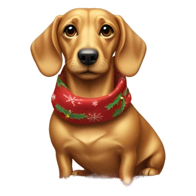 Golden Sausage Dog wearing a Christmas scarf sticker