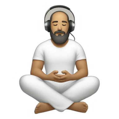 white man with large beard and headphones meditating while sitting sticker