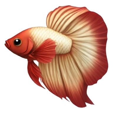 Beige betta fish with deep red short fins, position: full profile sticker