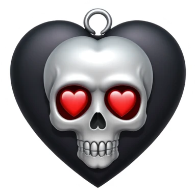 gothic style heart, dark crimson with silver skull charm, gothic and bold sticker