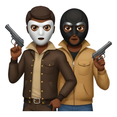 Chicago savage standing over his opposition pointing his gun and put one of those old 1970 burglary shisty mask sticker