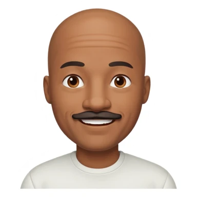 bald black dad with chin mustache smile warmly in white shirt sticker