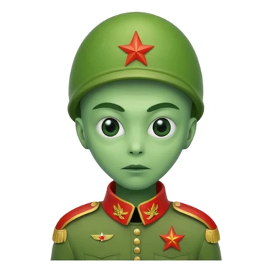 alien, wearing cccp soldier custome, half body sticker