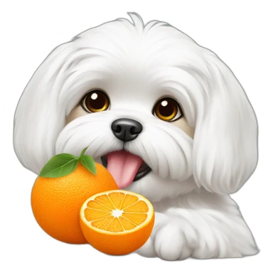 Maltese eating tangerine sticker