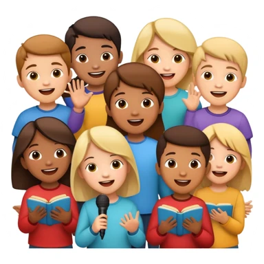 group of children singing together, joyful and friendly sticker
