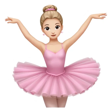 A graceful ballerina in a pink tutu, spinning lightly with arms curved elegantly.
 sticker