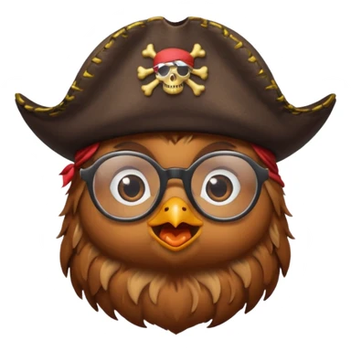 chick animal with glasses, pirate sticker