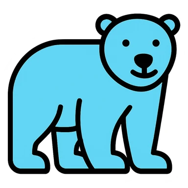 polar bear, lineal color icon with black outlines, simple and modern sticker