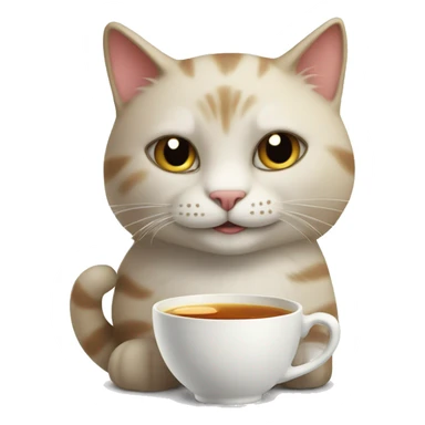 Smiling cat with cup of tea sticker