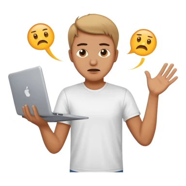 frustrated man tossing a laptop sticker