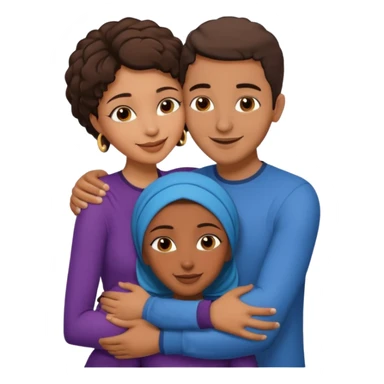  middle Eastern man with short brown hairwith two black african women both are African one is medium tone skin black and one is medium tone black with african hair styles. and they are all smiling and putting their arms around each other and kissing and hugging sexually  sticker