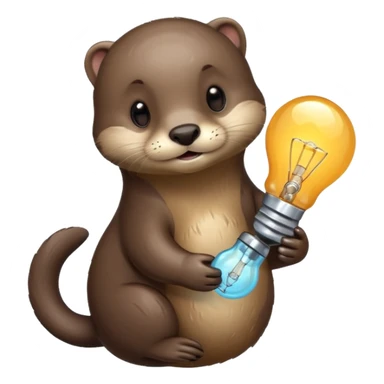 otter hugging a lightbulb sticker